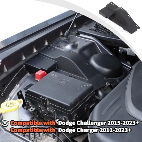 JWWY Engine Side Dust Protection Cover Engine Motor Dust Shield Cover Guard Fit for 2015-2024+ Dodge Challenger,2011-2024+Dodge Charger,Engine Accessories ABS Black 3PCS - Image 3