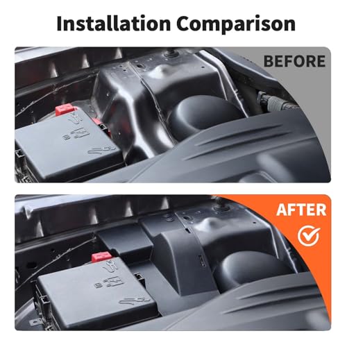 JWWY Engine Side Dust Protection Cover Engine Motor Dust Shield Cover Guard Fit for 2015-2024+ Dodge Challenger,2011-2024+Dodge Charger,Engine Accessories ABS Black 3PCS - Image 2