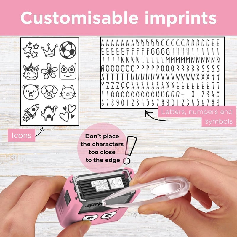 Colop - Marky Pink Customizable Child-Friendly DIY Textile Stamp Kit - 1 Set - Image 4
