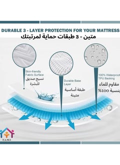 F.A.M.S 100% Cotton Premium Waterproof Mattress Protector Made in Saudi, Hypoallergenic & Ultra Soft Breathable Bed Mattress Cover for Protection  - Image 2