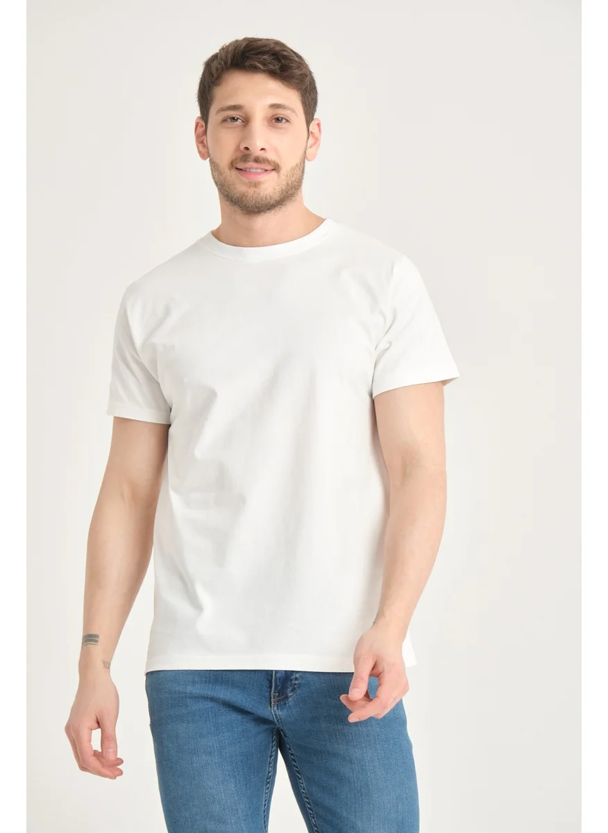 Four Man Men's Cotton Standard Cut Solid Color Basic T-Shirt with Non-Wrinkle Fabric Feature