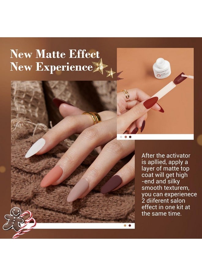 AZUREBEAUTY 30Pcs Dip Powder Nail Kit Starter With Nail Sticks, 8 Colors Fall Winter Nude Brown Glitter, Dipping Powder Liquid Set With Matte/Base/Top Coat Activator For French Manicure Salon  - Image 3