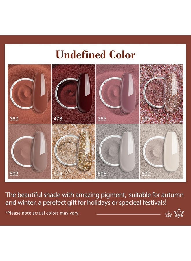 AZUREBEAUTY 30Pcs Dip Powder Nail Kit Starter With Nail Sticks, 8 Colors Fall Winter Nude Brown Glitter, Dipping Powder Liquid Set With Matte/Base/Top Coat Activator For French Manicure Salon  - Image 4