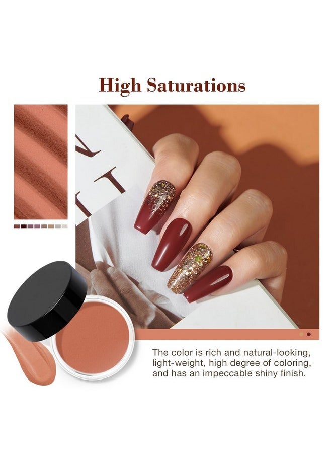 AZUREBEAUTY 30Pcs Dip Powder Nail Kit Starter With Nail Sticks, 8 Colors Fall Winter Nude Brown Glitter, Dipping Powder Liquid Set With Matte/Base/Top Coat Activator For French Manicure Salon  - Image 2