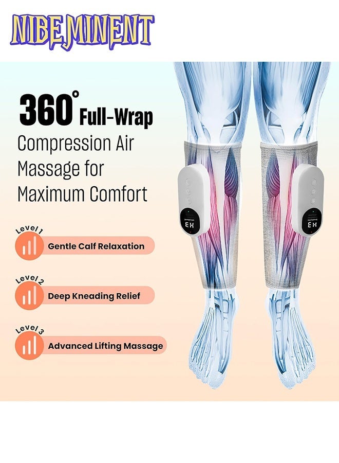 NIBEMINENT 2pcs Electric Leg Massager, Rechargeable Calf Air Compression Massager, Can Heat The Feet, Legs, Thighs And Knees, Cordless Leg Massager, Easy To Use Muscle Relaxation, Automatic Pressure Kneading - Image 4