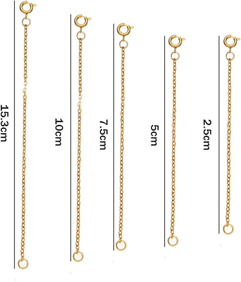 Versatile Necklace Extender,50pcs Stainless Steel Chains Bracelet Extension with Clasps Connector(Gold,10cm) - Image 2