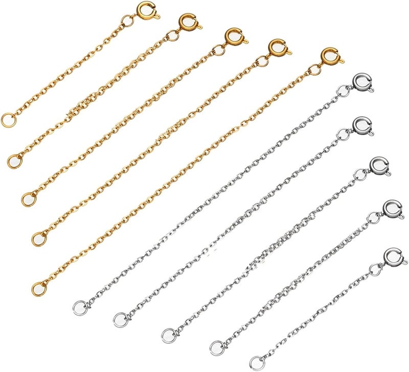 Versatile Necklace Extender,50pcs Stainless Steel Chains Bracelet Extension with Clasps Connector(Gold,10cm) - Image 1