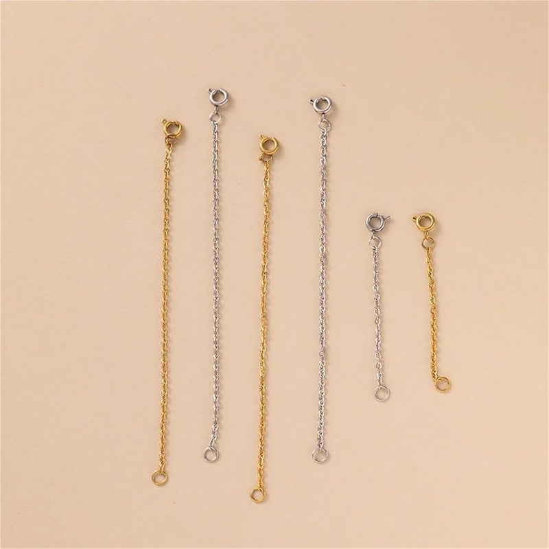Versatile Necklace Extender,50pcs Stainless Steel Chains Bracelet Extension with Clasps Connector(Gold,10cm) - Image 4