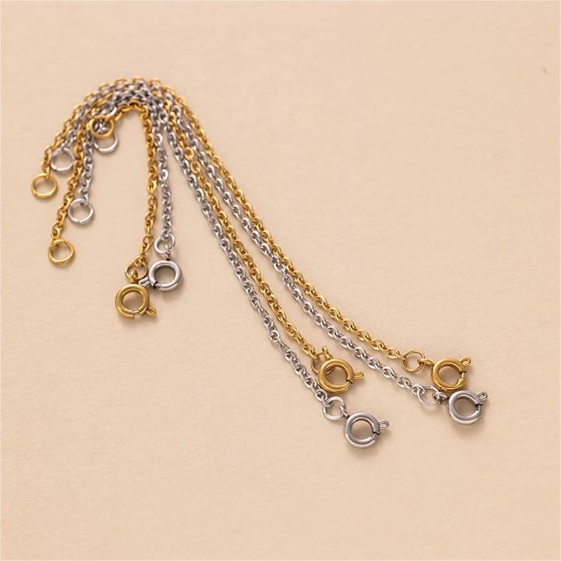 Versatile Necklace Extender,50pcs Stainless Steel Chains Bracelet Extension with Clasps Connector(Gold,10cm) - Image 5