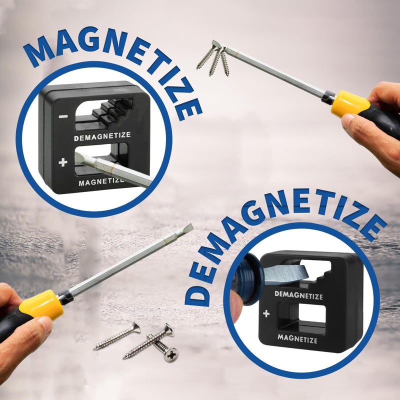 MeasuPro Demagnetizer and Magnetizer For Screwdrivers Tips, Bits, and Small Tools, Large or Big Screws, Drills, Drill Bits, Sockets, Nuts, BRed olts, Nails, 3 Pack - Red, Black, and Blue - Image 5
