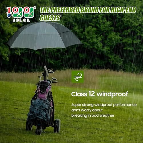 10L0L Golf Push Cart Umbrella Holder-Heavy Duty Aluminium Alloy Base Holder 180 Degree Rotation, Universal Holder for Golf Cart, Strollers, Bike, Wheelchair, Beach Chair (Black) - Image 2