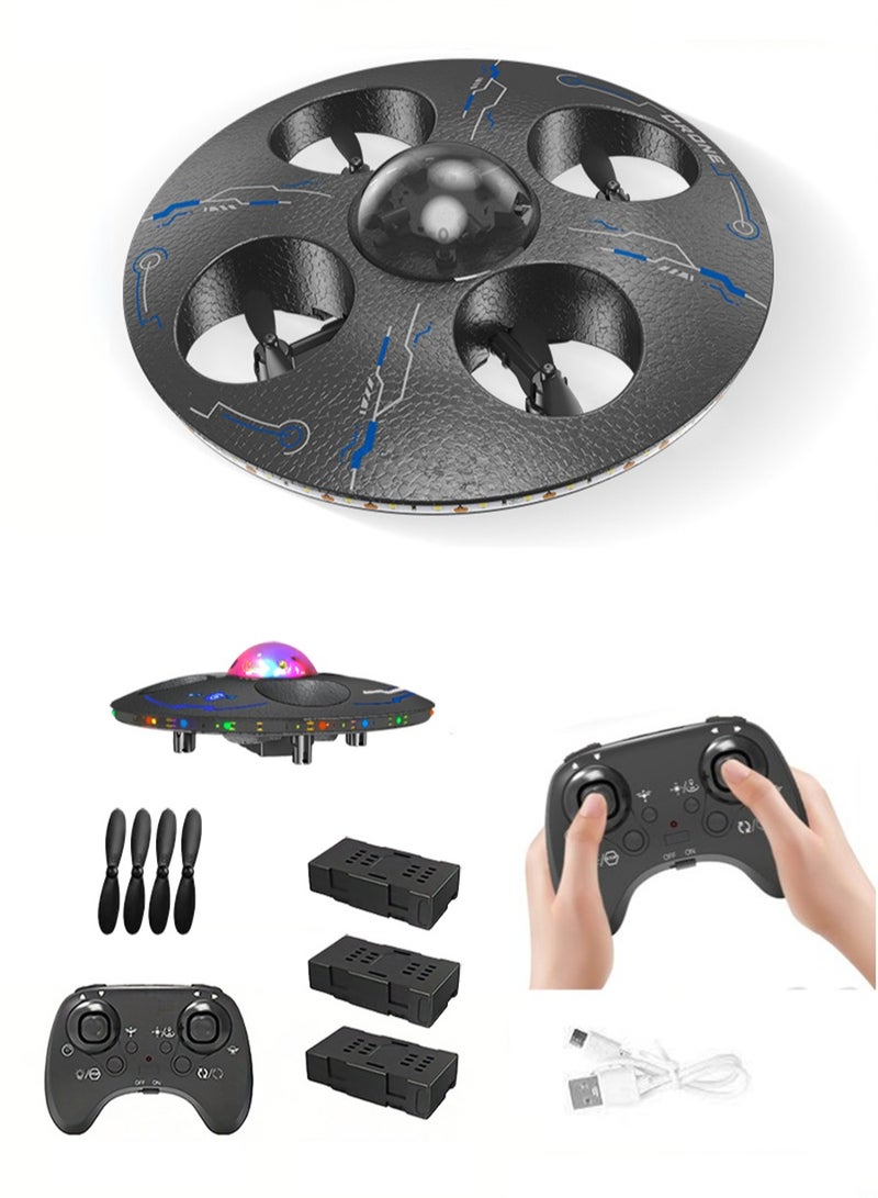 Kids Remote Control Drone Mini UFO Flying Toy, Birthday Gift for Boys or Girls, Comes with 3 Replacement Batteries, 3 Speed ​​Modes, Cool Lights, Hover Flight, 360° - Image 1