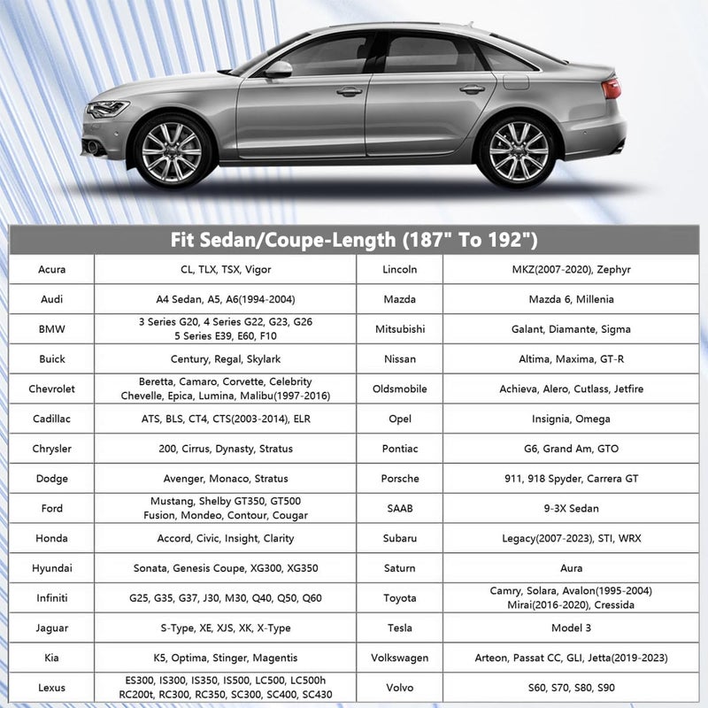 HLOGREE Car Cover Waterproof All Weather for Automobiles, Universal Fit Ford Mustang, Chevrolet Camaro, Audi A4/A5, Toyota Camry Solara, Hyundai Sonata, Tesla Model 3, vw Passat etc. (Fit Sedan, 187"-192") Global trendy simple build - Image 2