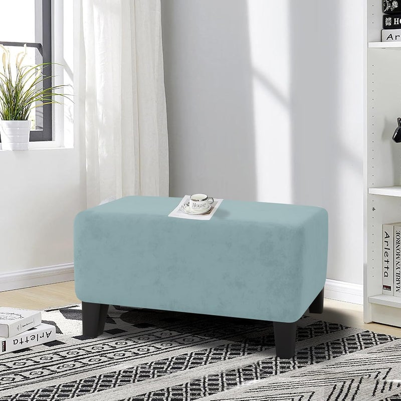 MAXIJIN Velvet Ottoman Cover Rectangular Stretch Square Ottoman Covers Slipcover Rectangle Washable Foot Stool Cover Thick Storage Protector with Elastic Bottom (Ottoman X-Small, Dusty Blue) - Image 2