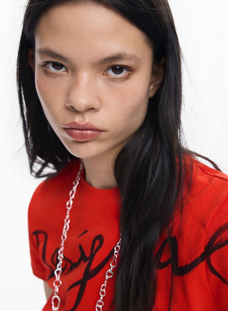 DESIGUAL Knit T-Shirt With Round Neck And Short Sleeves Fabric With A Blend Of Cotton - Image 3