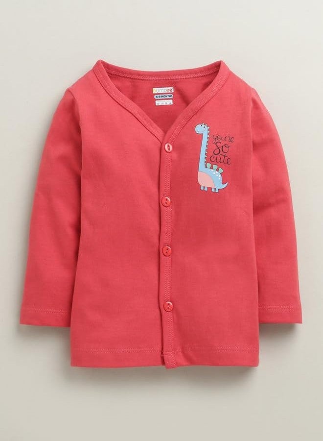 BUMZEE Baby Boys Cotton Full Sleeves Regular Fit Jablas Pack of 3 Red & White - 6-9 Months (Peb10688D-red) - Image 2