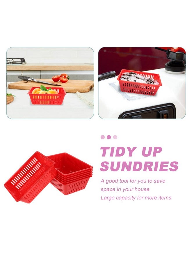 Toyvian 7pcs Plastic Coin Storage Baskets Small Organizer Bins Decorative Desktop Basket Sundries Organizer Shelves Baskets for Kitchen, Bathrooms, Office, Random Color(Red or Yellow) - Image 4