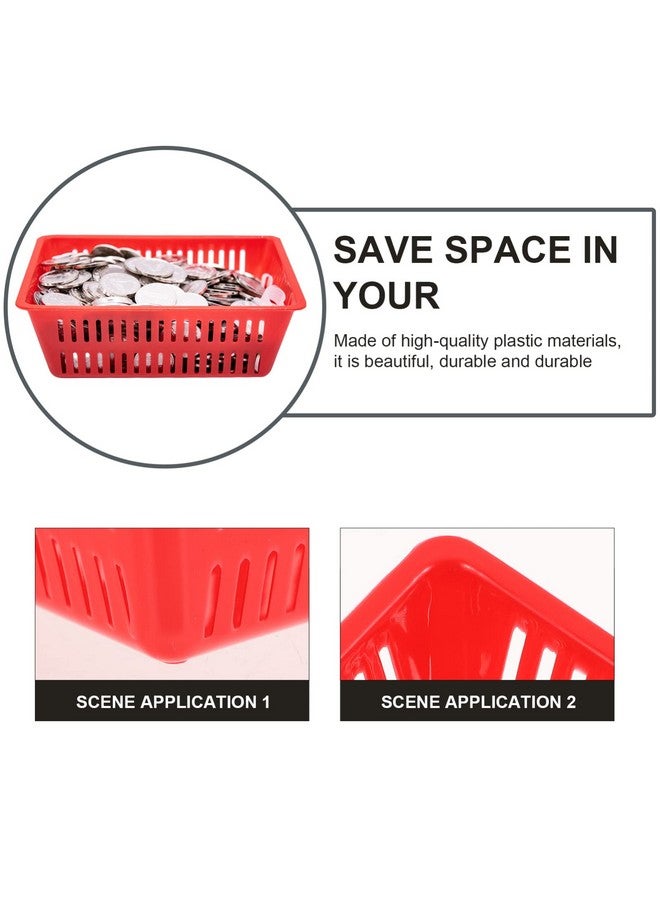 Toyvian 7pcs Plastic Coin Storage Baskets Small Organizer Bins Decorative Desktop Basket Sundries Organizer Shelves Baskets for Kitchen, Bathrooms, Office, Random Color(Red or Yellow) - Image 2