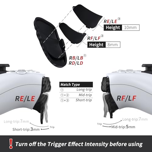 PlayVital Dune 2 Pairs Trigger Stop Shoulder Buttons Extension Kit for ps5 Controller, Stopper Bumper Trigger Extenders for PS Portal, Game Improvement Adjusters for ps5 Edge - Graphite Carbon Fiber - Image 4