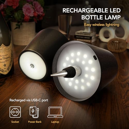PRIDOLA Wireless LED Lamp for Any Type of Bottle - Indoor & Outdoor, 100% Waterproof - Adjustable Brightness and Light Temperature 3000-6000K - Rechargeable (White) - Image 3