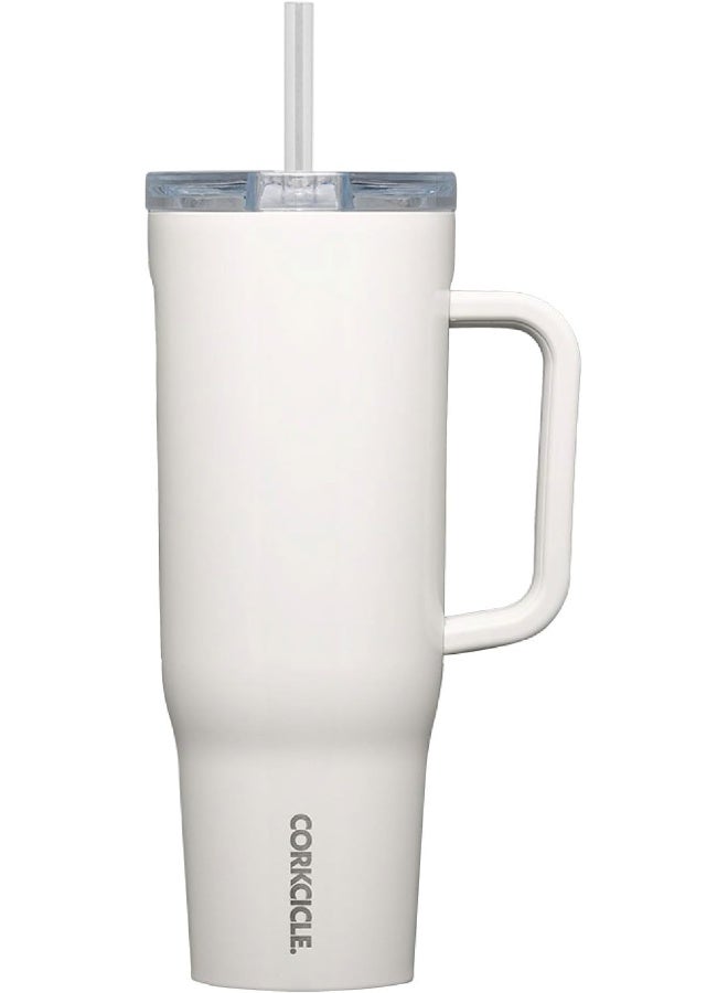 Corkcicle Cruiser Insulated Tumbler with Handle and Straw, Oat Milk, 40 oz – Reusable Water Bottle - Image 1