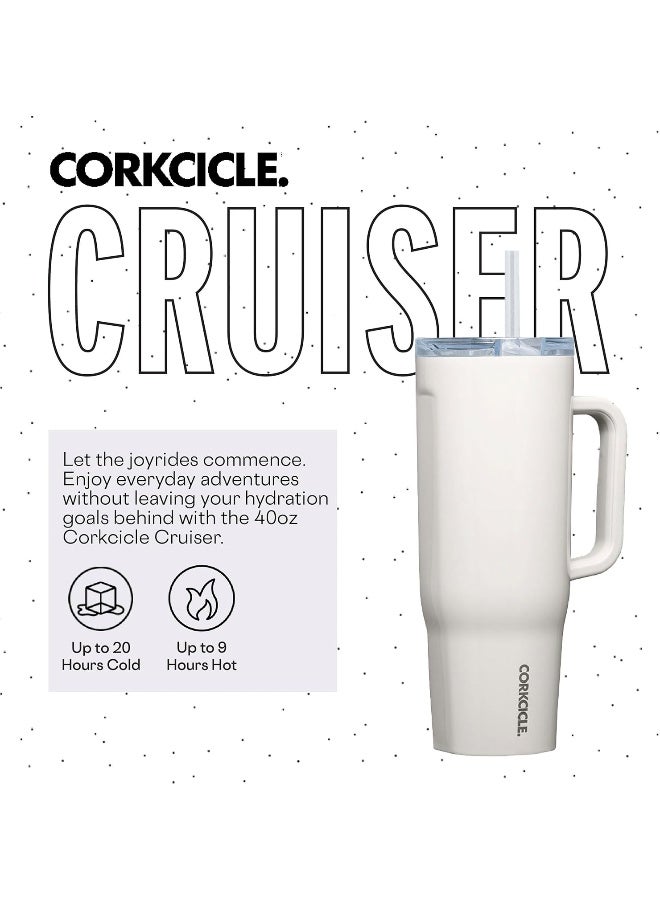 Corkcicle Cruiser Insulated Tumbler with Handle and Straw, Oat Milk, 40 oz – Reusable Water Bottle - Image 2