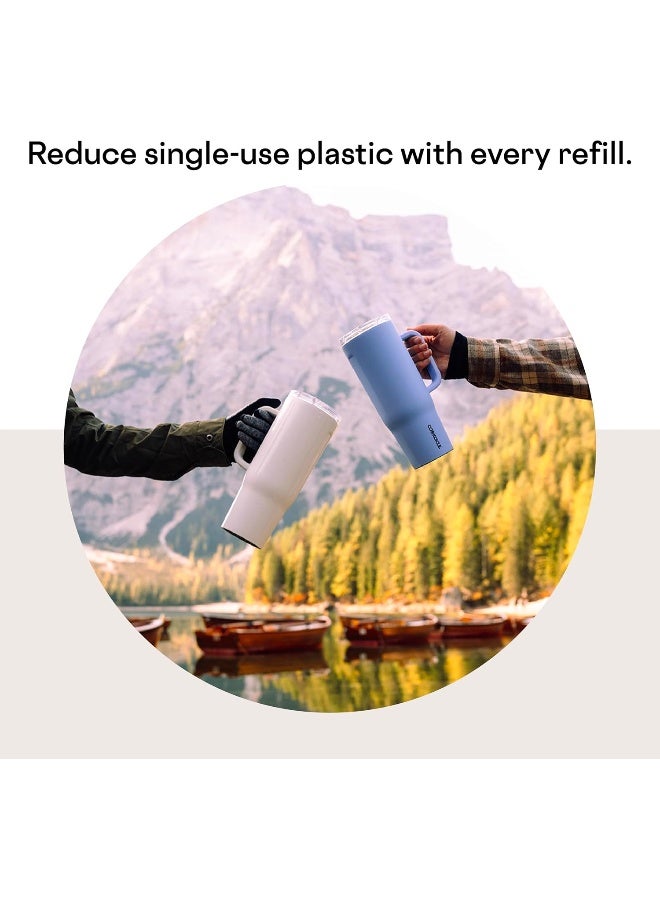 Corkcicle Cruiser Insulated Tumbler with Handle and Straw, Oat Milk, 40 oz – Reusable Water Bottle - Image 5