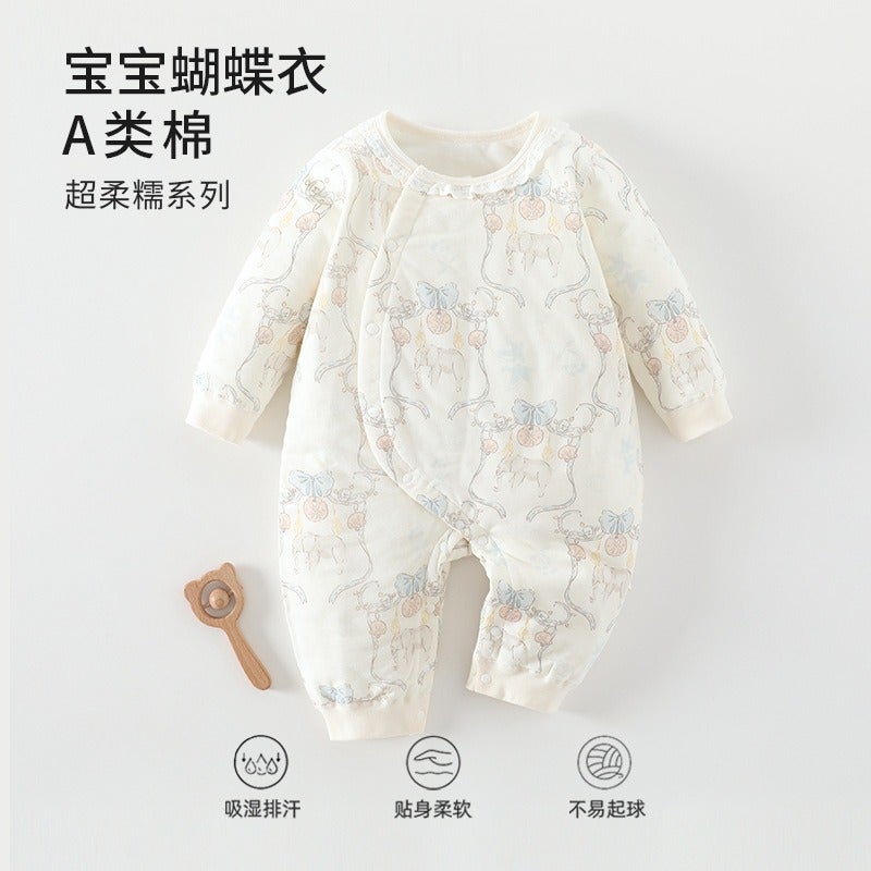 You Zhu Baby Cotton Bodysuit Long-Sleeve Crawling Suit for Infants & Toddlers, A-Class, Seamless, Autumn & Winter, Unisex - Image 2