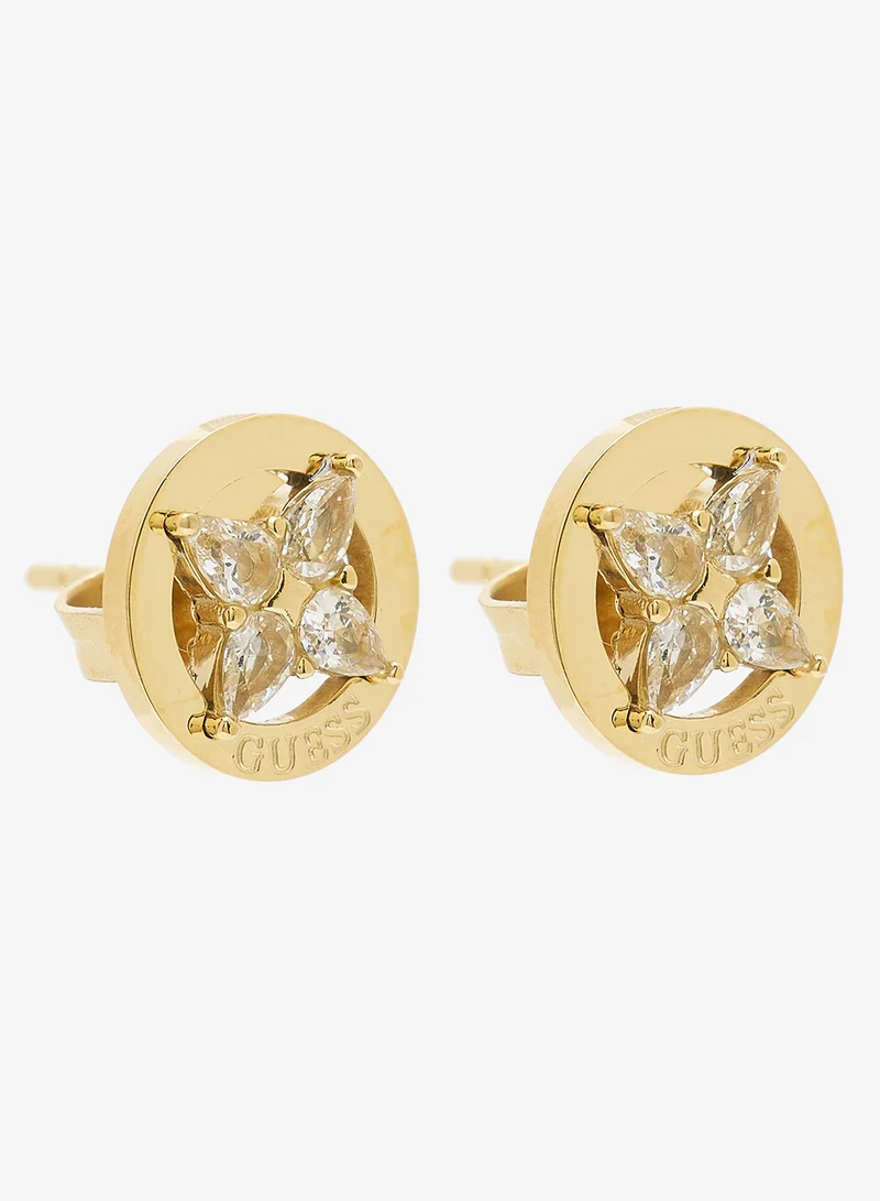 جس أقراط مرصعة بالكريستال على شكل زهور