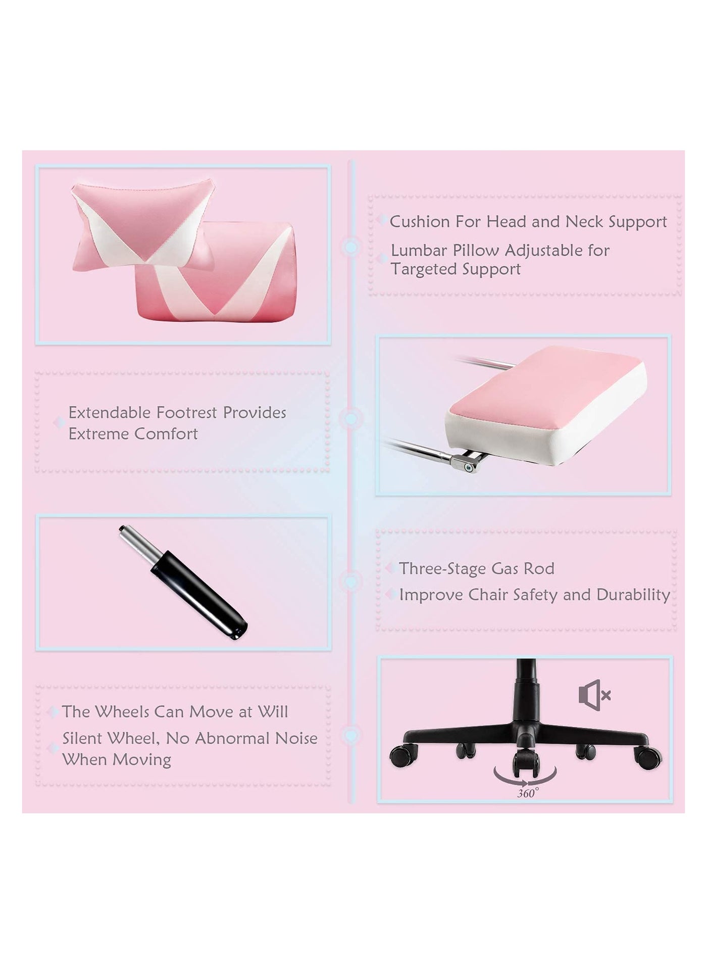 كرسي ألعاب Chulovs مع مسند للقدمين، كرسي كمبيوتر ع...