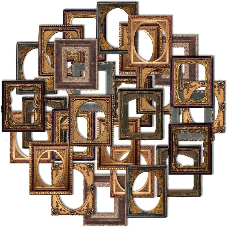 Obujopal 30Pcs Vintage Scrapbook Paper Photo Frame for Scrapbooking Junk Journal Collage Diary Embellishment DIY Photo Album DIY Craft Decoration, 10 Patterns (YSDC3) - Image 1