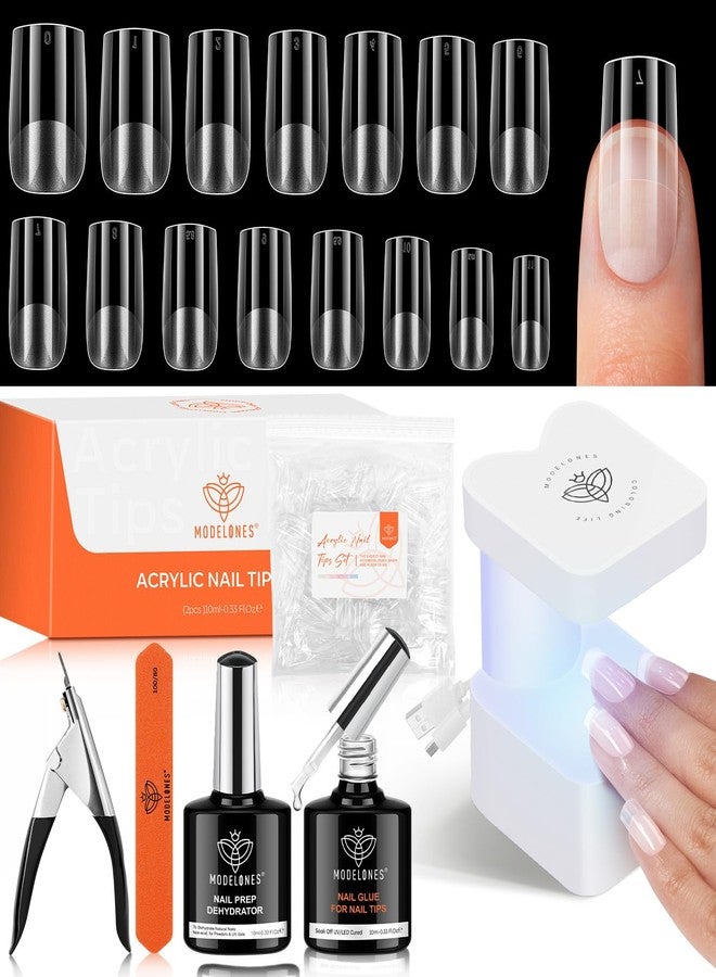 modelones Gel Nail Kit, Upgrade 15Sizes Gel Nail Tips Short Square, 9-in-One Glue Prep Dehydrator & Portable Led Lamp, 510Pcs Pre-shaped Square Press On Extension Kit DIY Salon Home Gift for Women - Image 1