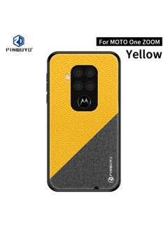 Case Cover For For Motorola One Zoom / One Pro PINWUYO Rong Series  Shockproof PC + TPU+ Chemical Fiber Cloth Protective Cover(Yellow)