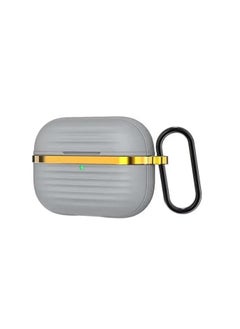 Generic Ecosystem Liquid Silicone Semi Soft Protective Case Cover for Apple Airpods 3th Gen with Aluminum Sport Hooks Gold and (Gray) 