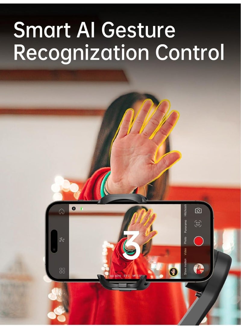 AOCHUAN Smart XE 3-Axis Phone Gimbal Stabilizer, Foldable Smartphone Gimble with Focus Wheel for iPhone 17/16/15 14 13 12 Pro Max & Android | TikTok YouTube Vlog Anti-Shake Stabilizer - Image 4