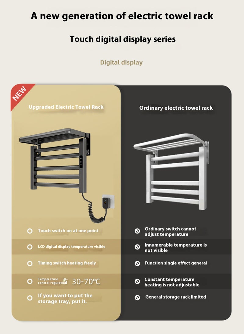Sharpdo Smart Electric Heated Towel Rack for Home Bathroom and Bathroom, Constant Temperature Heated Towel Rack for Drying, No Need to Punch Holes - Image 2