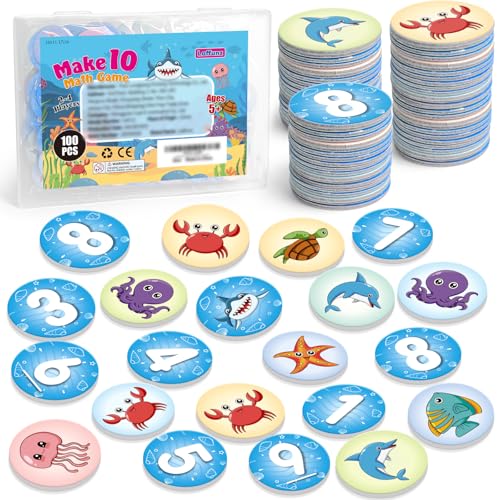 Laffunz Math Games for Kids100 Flash Cards Addition and Subtraction GamesMath Facts Manipulatives Counting Educational Toy Learning Activities Kindergarten 1st 2nd Grade Classroom Must Have - Image 1