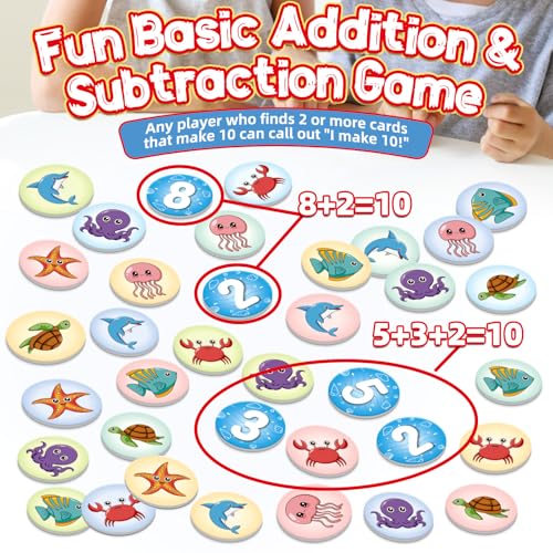 Laffunz Math Games for Kids100 Flash Cards Addition and Subtraction GamesMath Facts Manipulatives Counting Educational Toy Learning Activities Kindergarten 1st 2nd Grade Classroom Must Have - Image 5