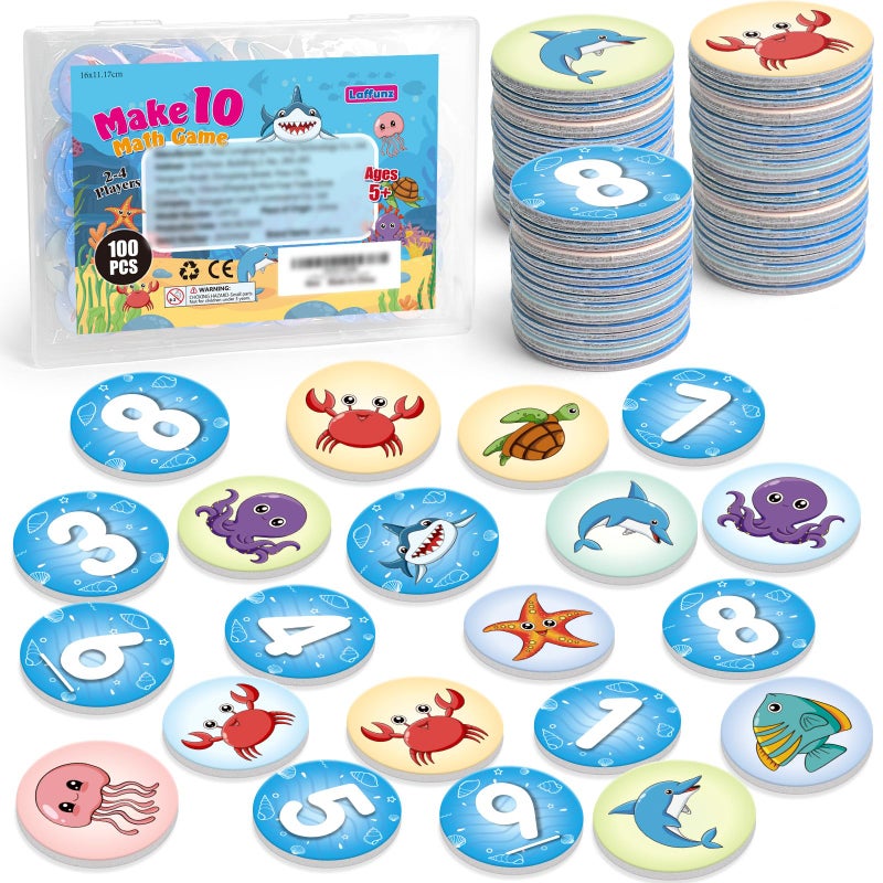Laffunz Math Games for Kids100 Flash Cards Addition and Subtraction GamesMath Facts Manipulatives Counting Educational Toy Learning Activities Kindergarten 1st 2nd Grade Classroom Must Have - Image 3