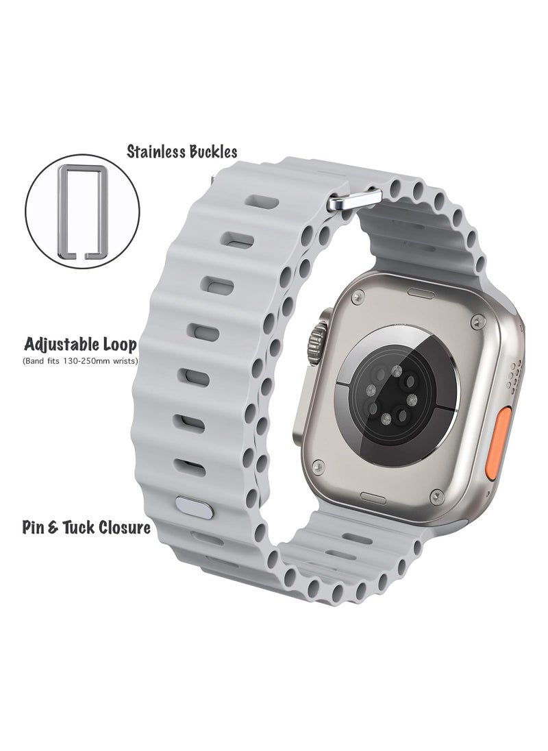 Color Fans - Apple Watch Ocean Band 41mm 40mm 38mm for Men Women, Soft Silicone Sport Band Replacement Strap for Apple Watch Ultra iWatch Series 8 7 SE 6 5 4 3 2 1 Gray - Image 1
