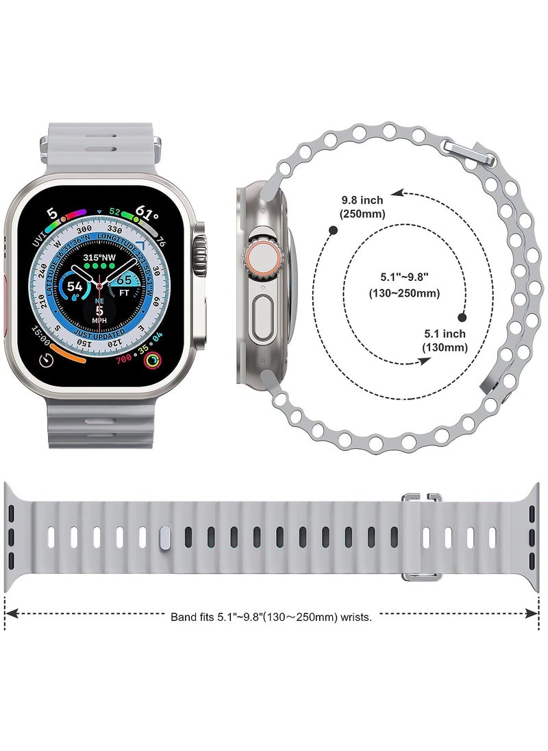 Color Fans - Apple Watch Ocean Band 41mm 40mm 38mm for Men Women, Soft Silicone Sport Band Replacement Strap for Apple Watch Ultra iWatch Series 8 7 SE 6 5 4 3 2 1 Gray - Image 1