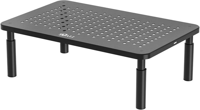 WALI Computer Monitor Stand for Desk, Adjustable Laptop Riser, Desk Monitor Stand Underneath Storage for Office, Home, School Supplies (STT003), 1 Pack, Black - Image 1