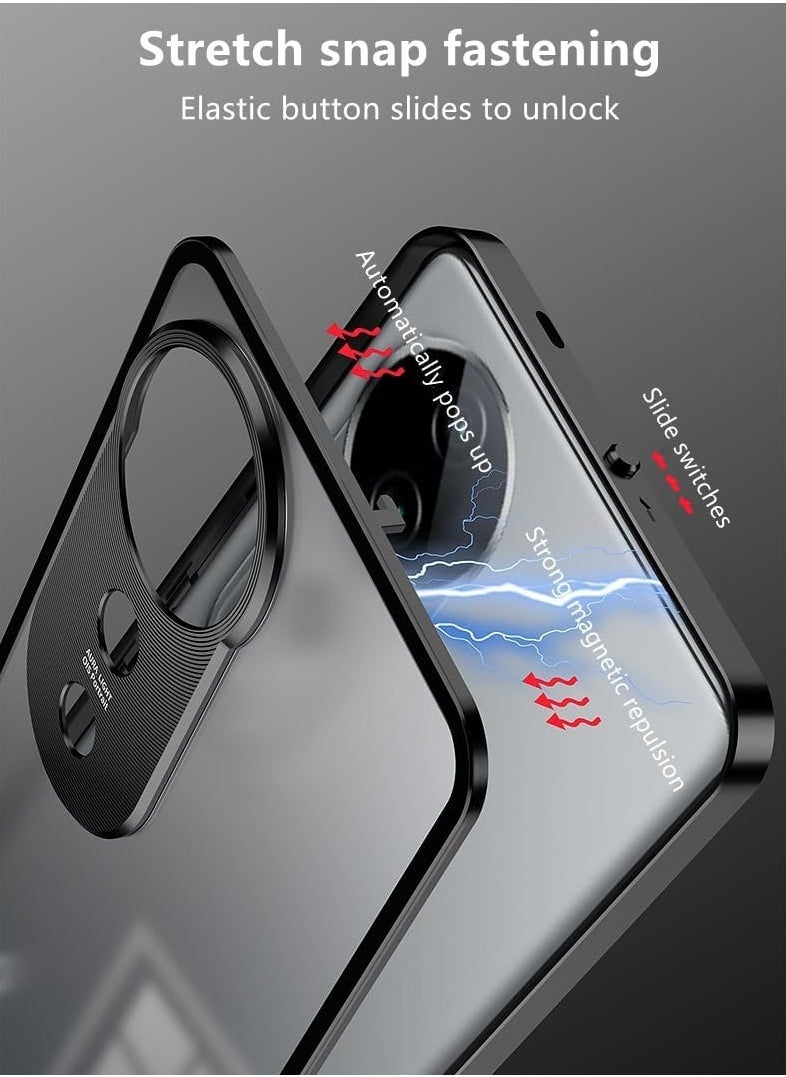 general Case Compatible with VIVO V40 Pro, Magnetic Metal Frame+Matte Translucent Tempered Glass Back, Non Slip Shockproof Case with Camera Protector - Image 2