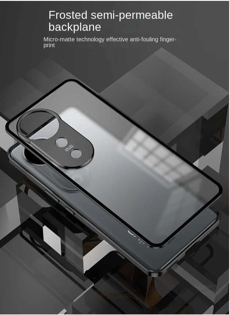 general Case Compatible with VIVO V40 Pro, Magnetic Metal Frame+Matte Translucent Tempered Glass Back, Non Slip Shockproof Case with Camera Protector - Image 4