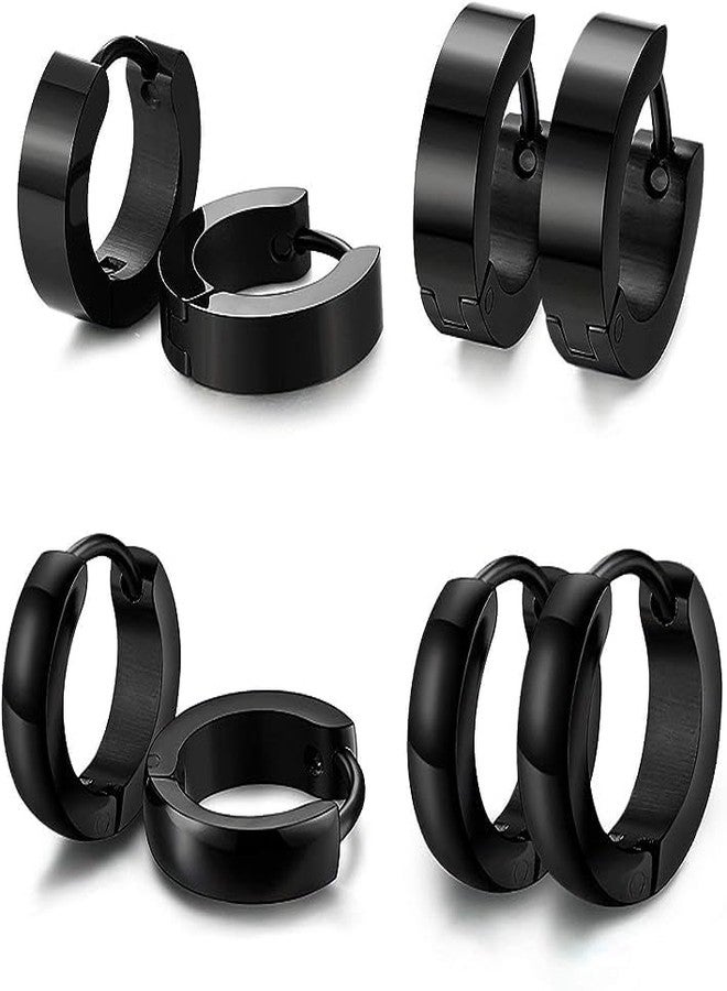 Assu Clip On Earrings For Men Stainless Steel Black Unique Small Hoop Earrings Huggie Earrings 1 Pair - Image 1