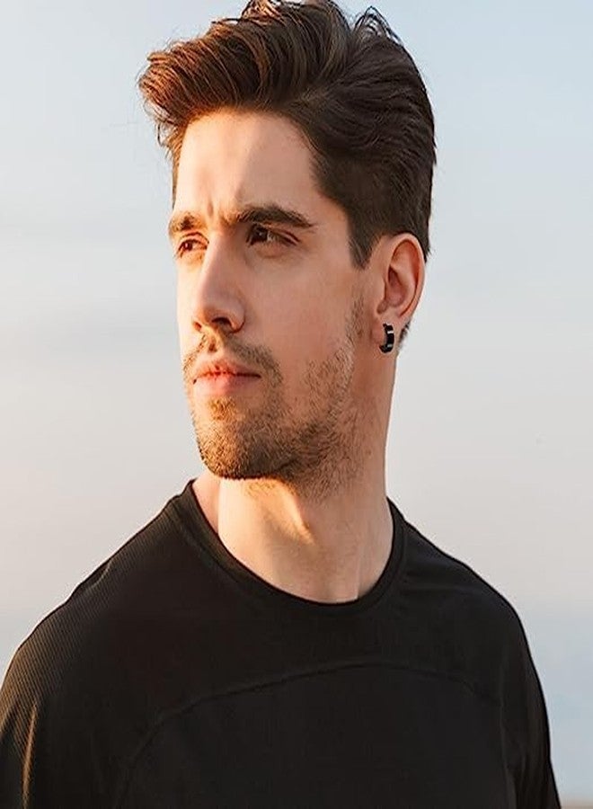 Assu Clip On Earrings For Men Stainless Steel Black Unique Small Hoop Earrings Huggie Earrings 1 Pair - Image 4