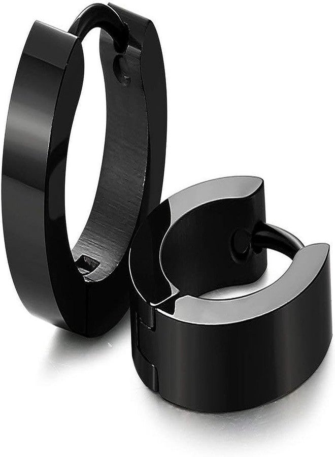 Assu Clip On Earrings For Men Stainless Steel Black Unique Small Hoop Earrings Huggie Earrings 1 Pair - Image 3