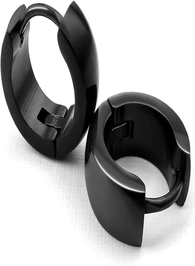 Assu Clip On Earrings For Men Stainless Steel Black Unique Small Hoop Earrings Huggie Earrings 1 Pair - Image 2