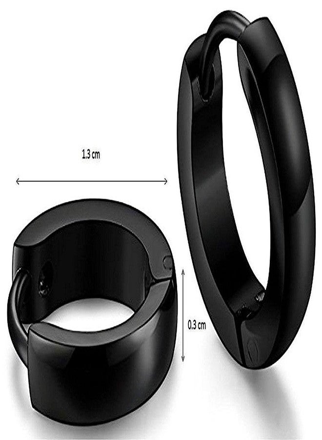 Assu Clip On Earrings For Men Stainless Steel Black Unique Small Hoop Earrings Huggie Earrings 1 Pair - Image 5