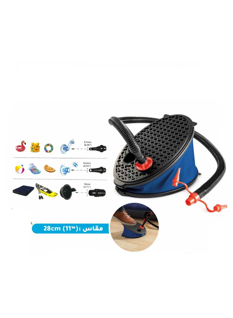 انتكس مضخة هواء بالقدم، أسود/أزرق، 11 بوصة
